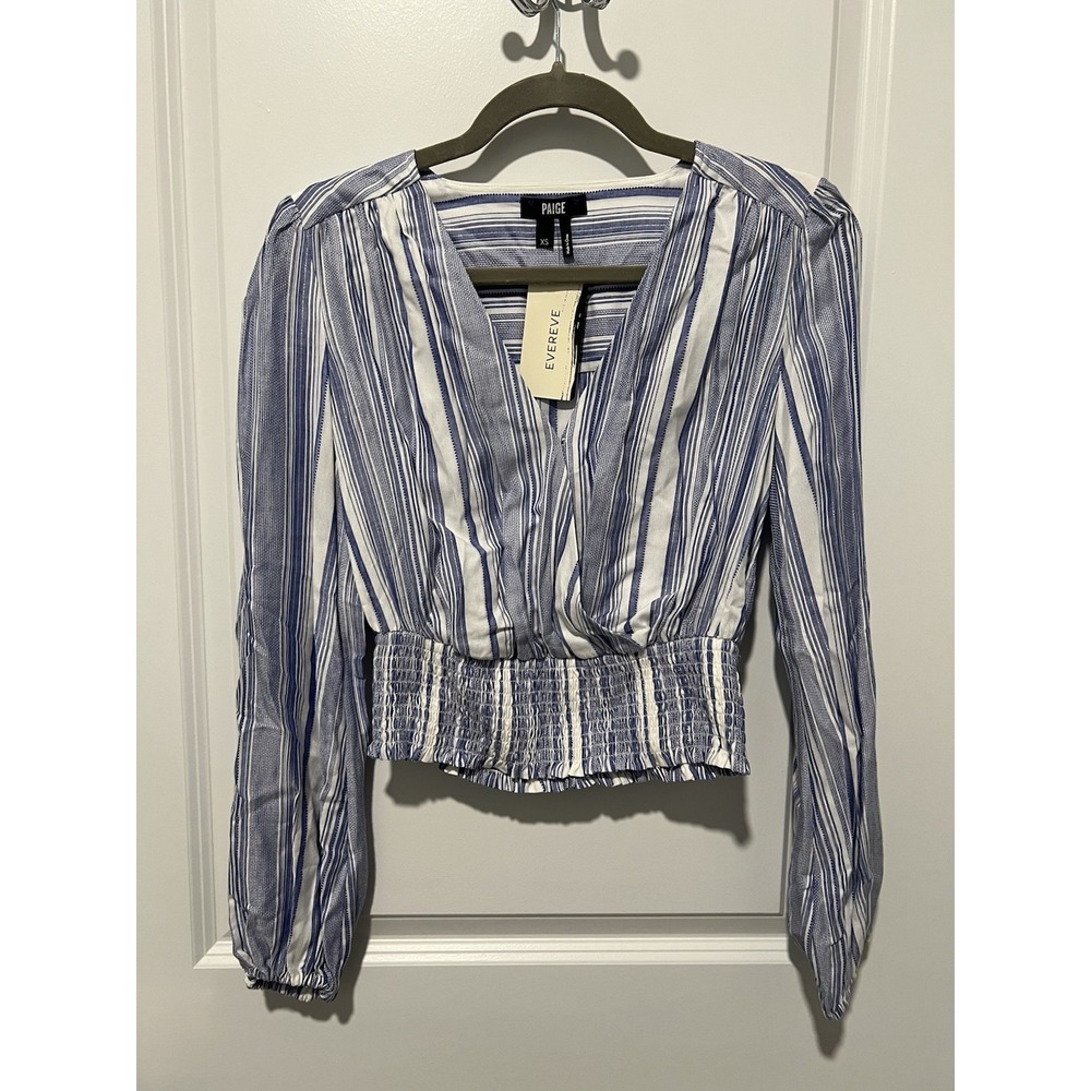 PAIGE Women's Naja Top - Ivory/Ultramarine - Size XS - NWT